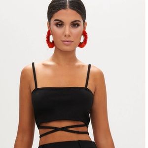 New with tags Black Strap Crop Top